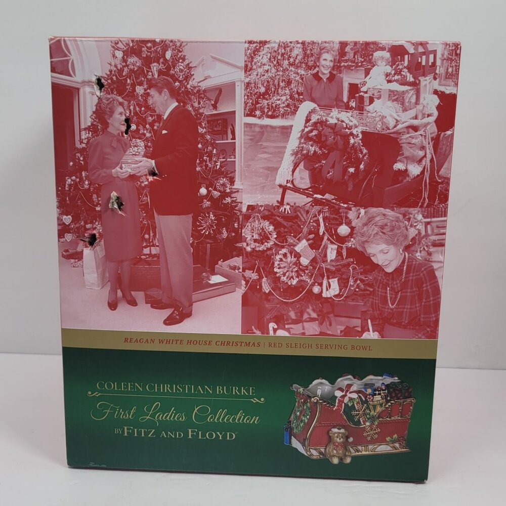 Fitz & Floyd The First Ladies Collection Christmas Red Sleigh Serving Bowl NOB